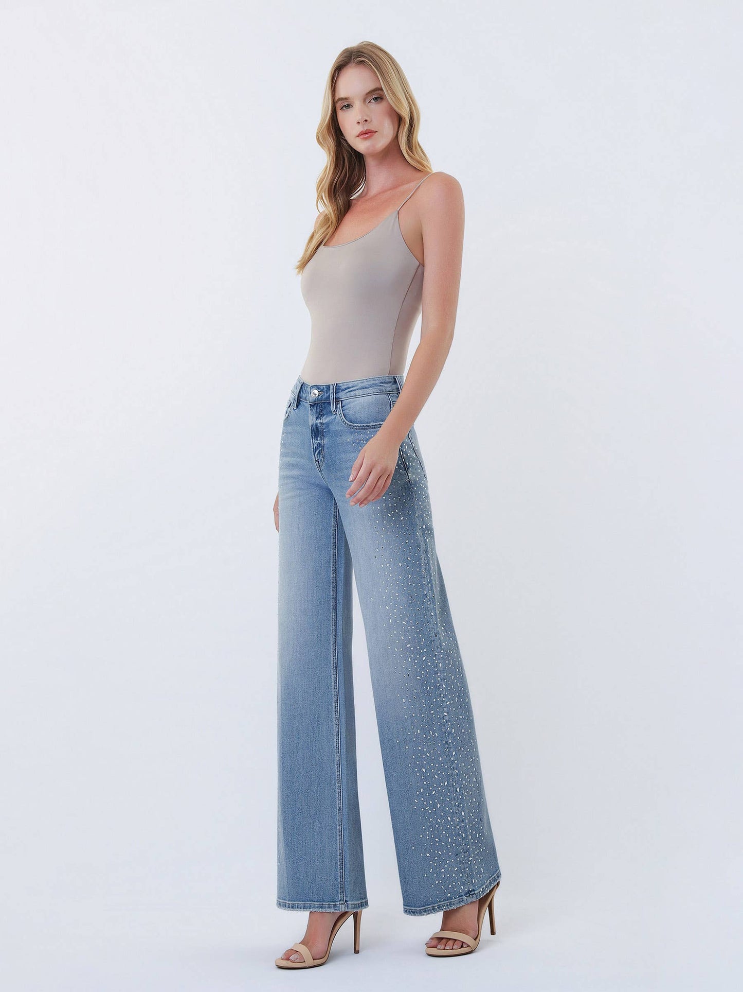 High-Rise Embellished Jeans