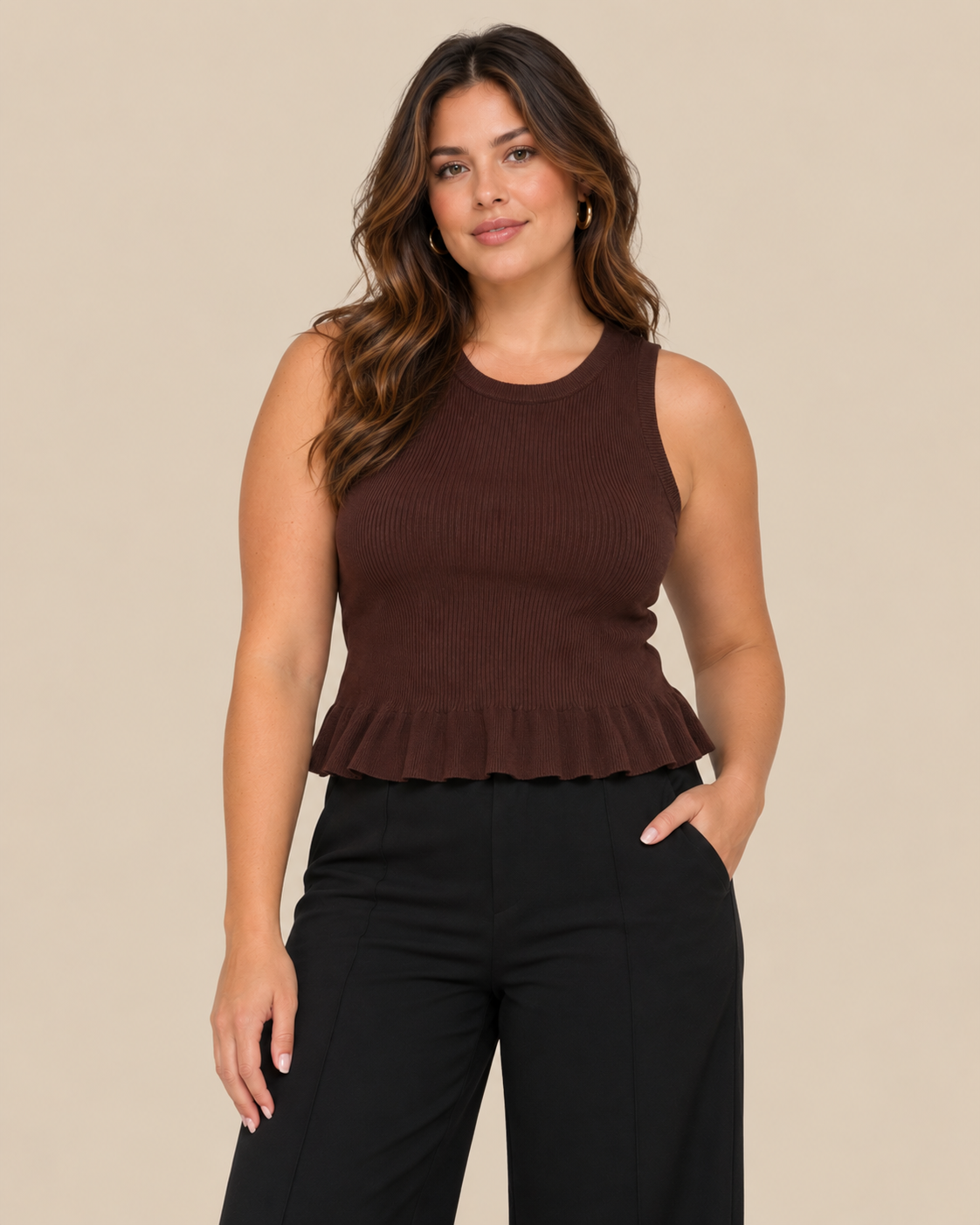 Espresso Peplum Tank