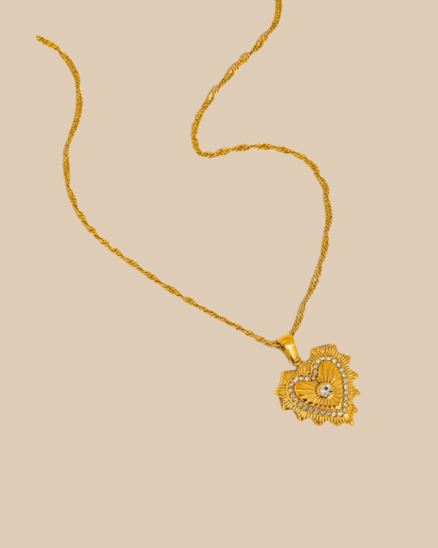 Valea 18k Gold Non-tarnish CZ Heart Pendant Necklace