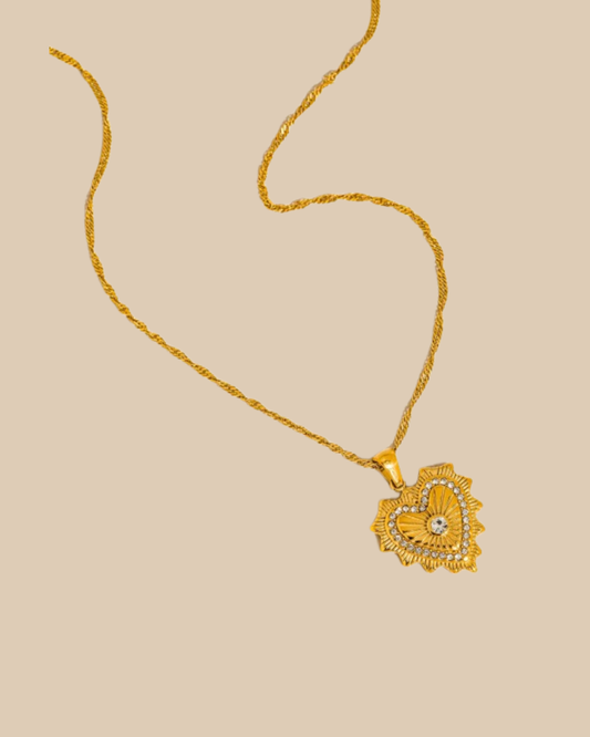 Valea 18k Gold Non-tarnish CZ Heart Pendant Necklace