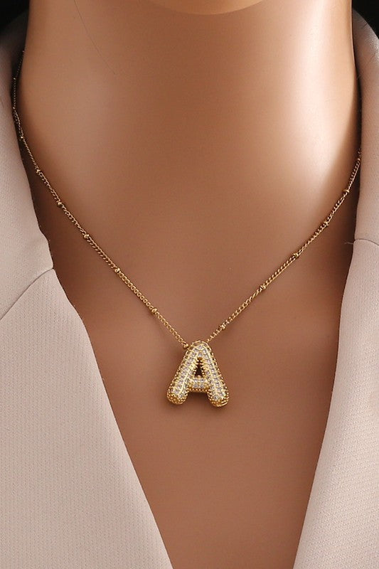 Pave Bubble Letter Necklace