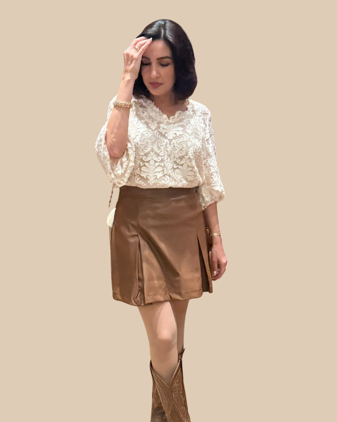 Velvet V Neck Blouse