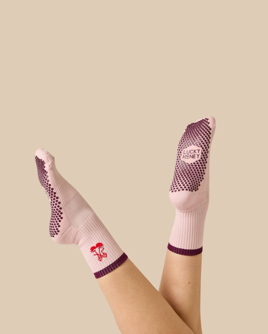 Grip Sock with Cherry Bow