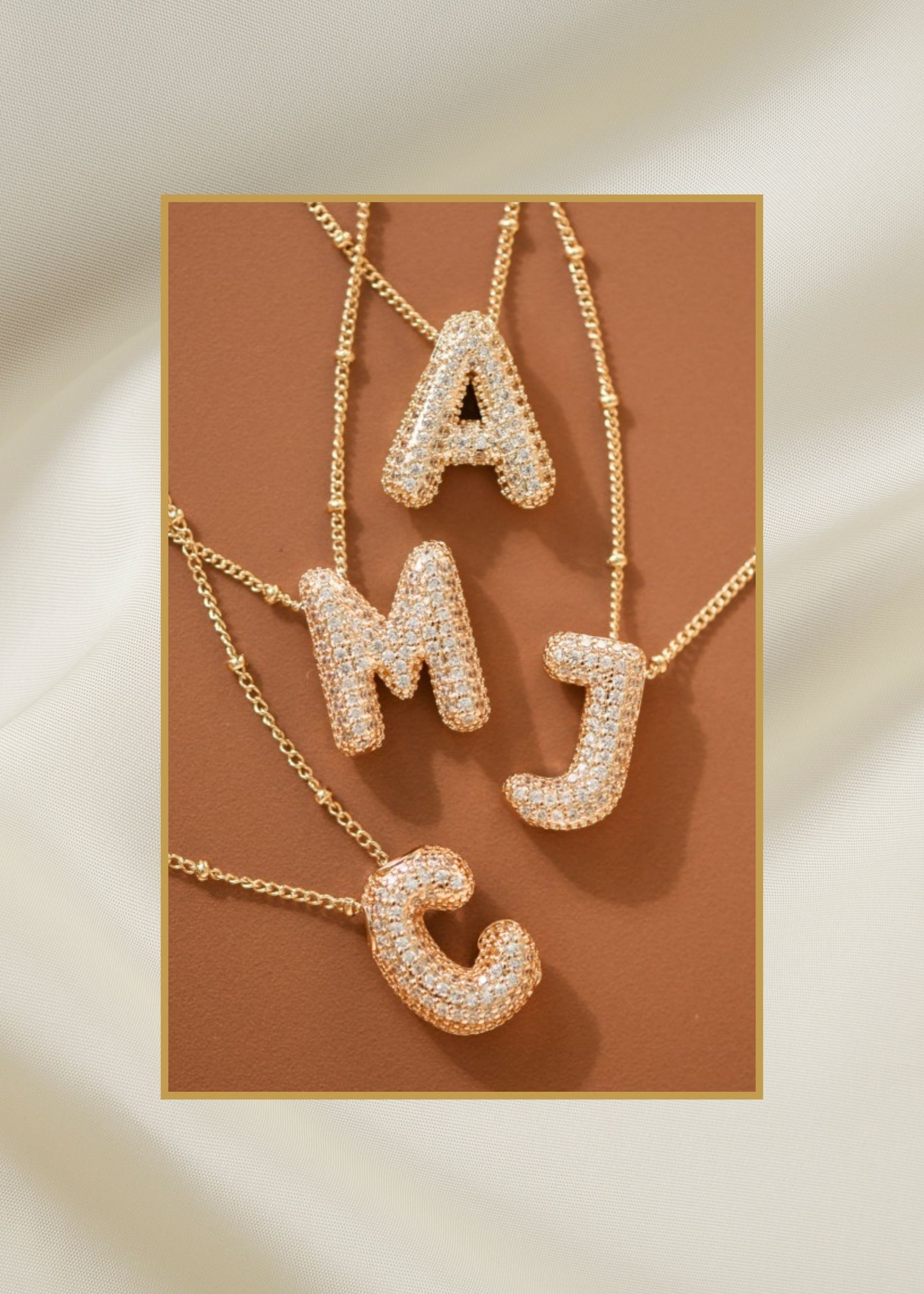 Pave Bubble Letter Necklace