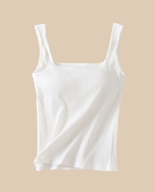 Rib Tank Top with Built in Bra
