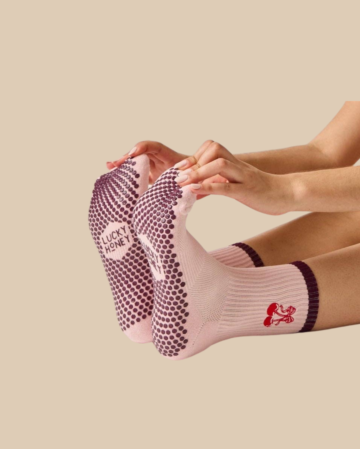 Grip Sock with Cherry Bow