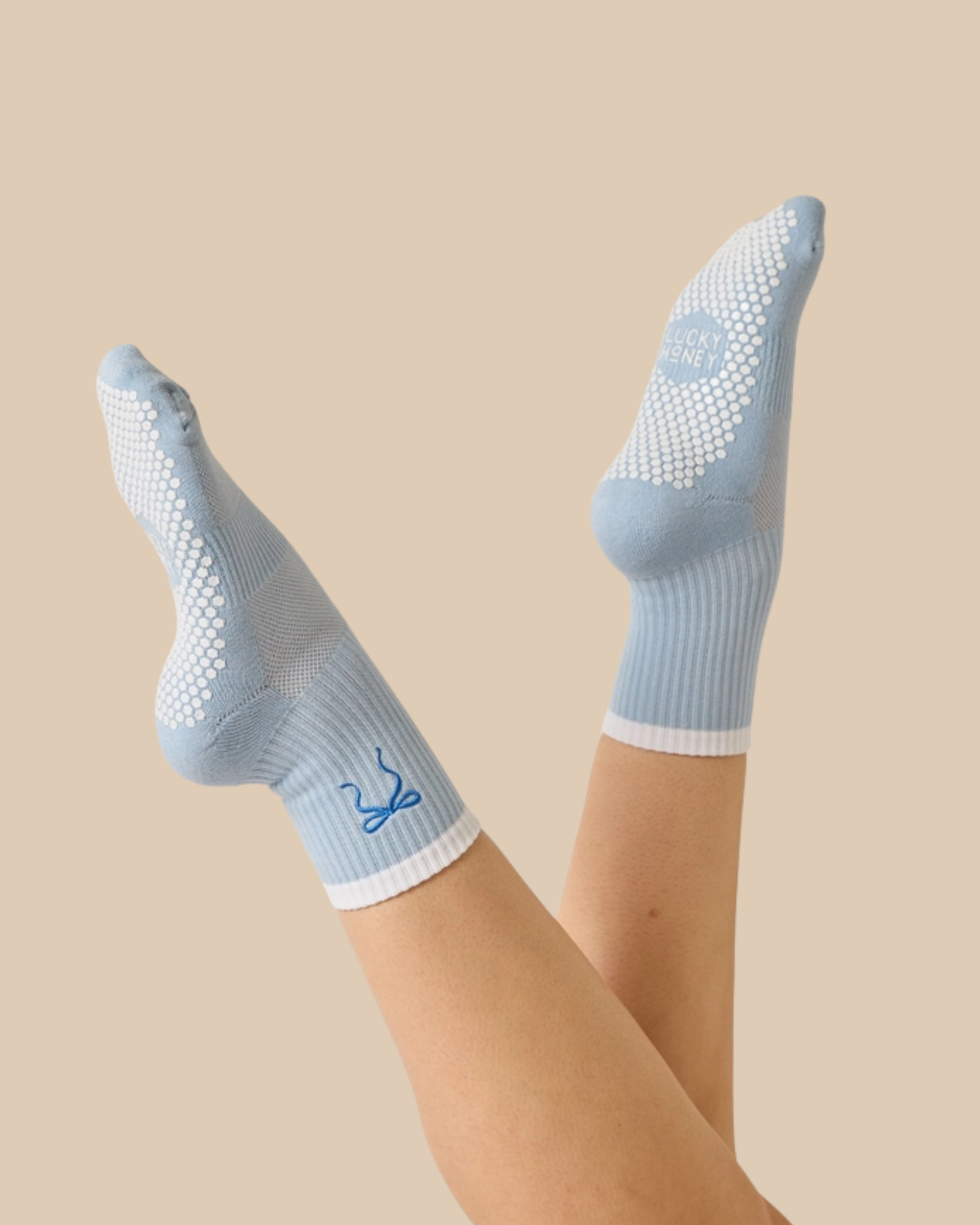 Grip Sock: Baby Blue Bow