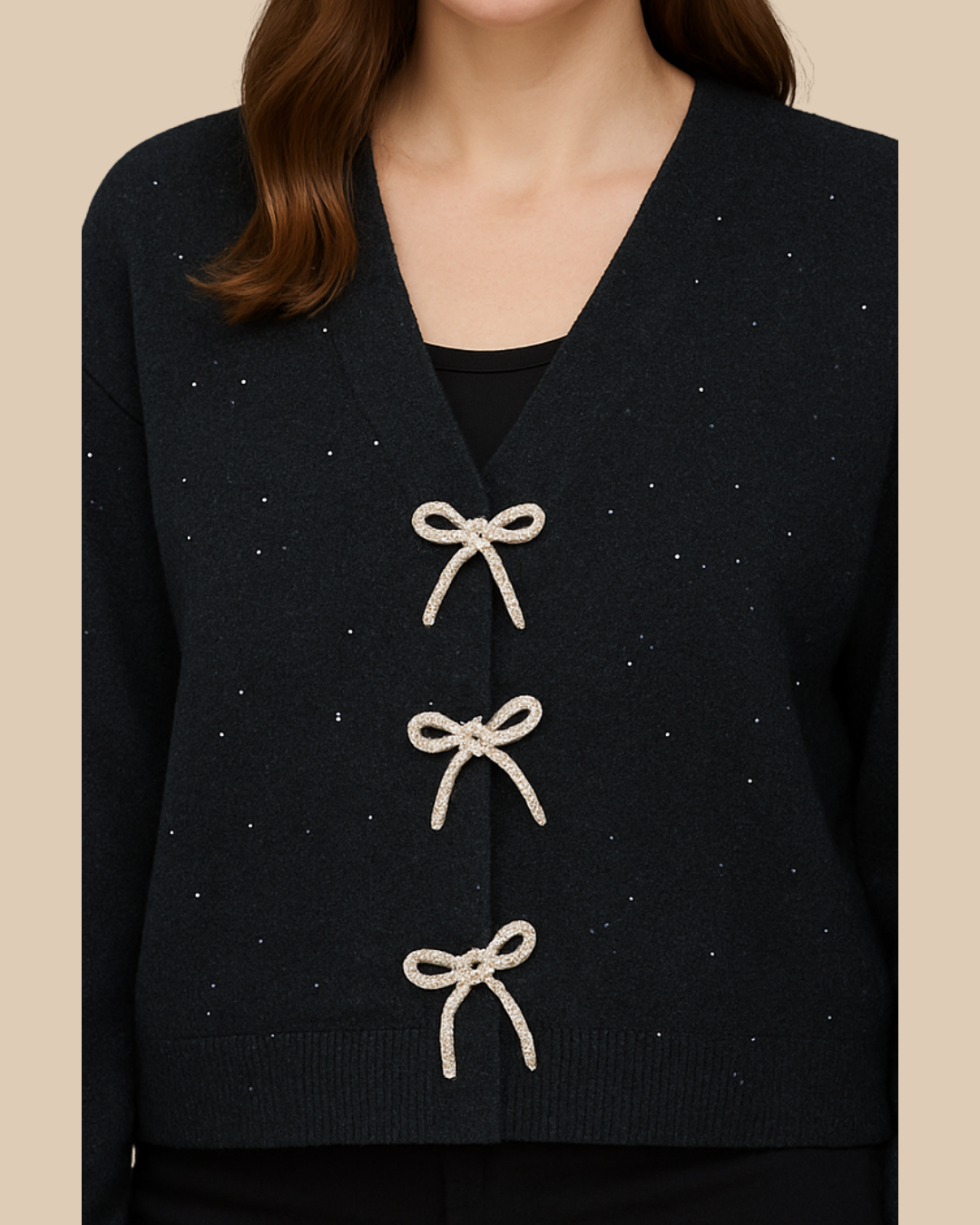 Rhineston bow cardigan