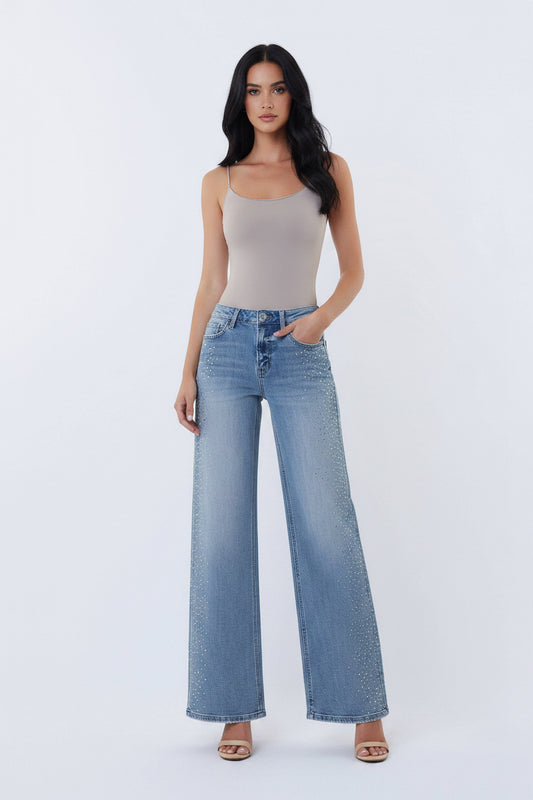 High-Rise Embellished Jeans