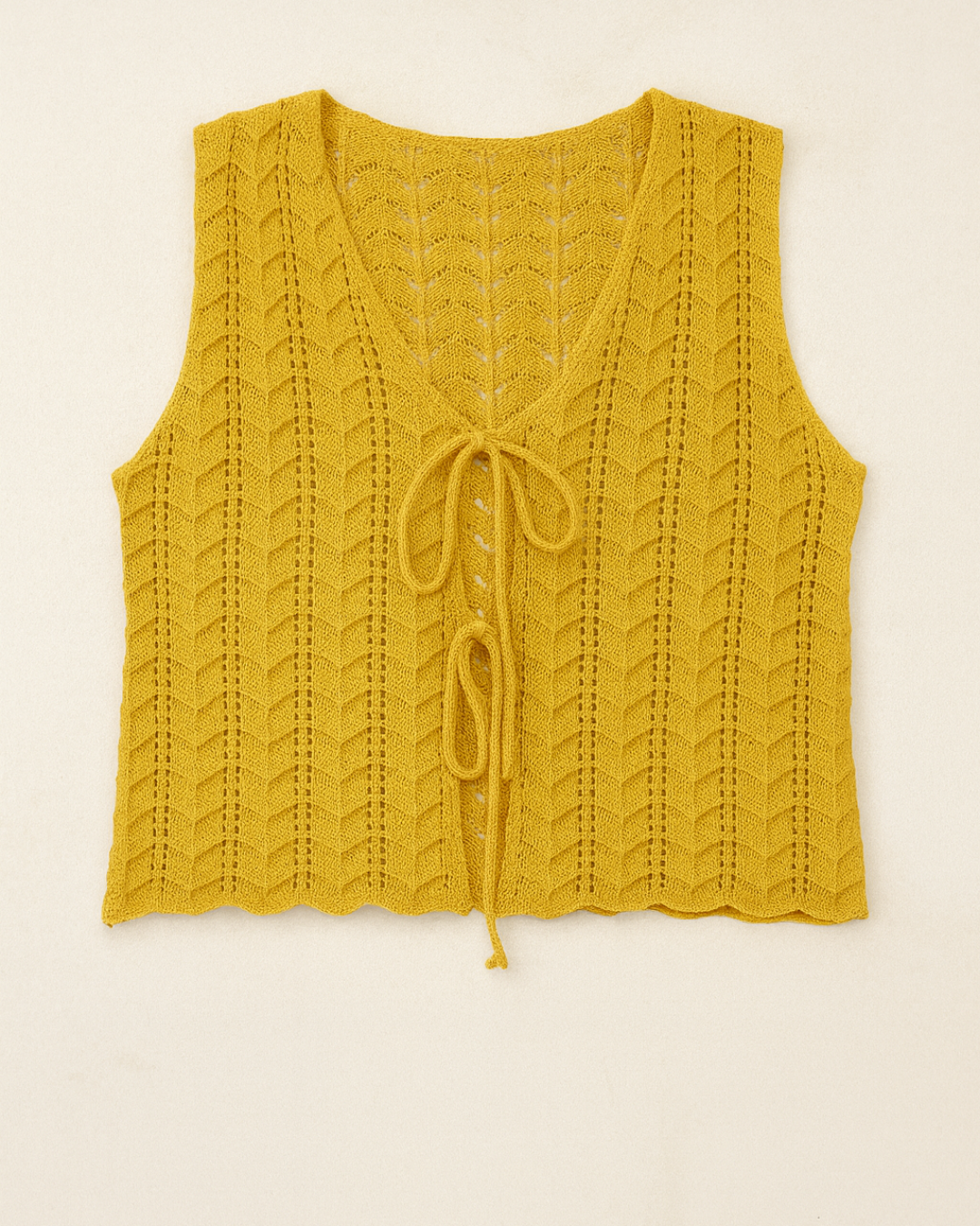 Mustard Knit Tie Vest