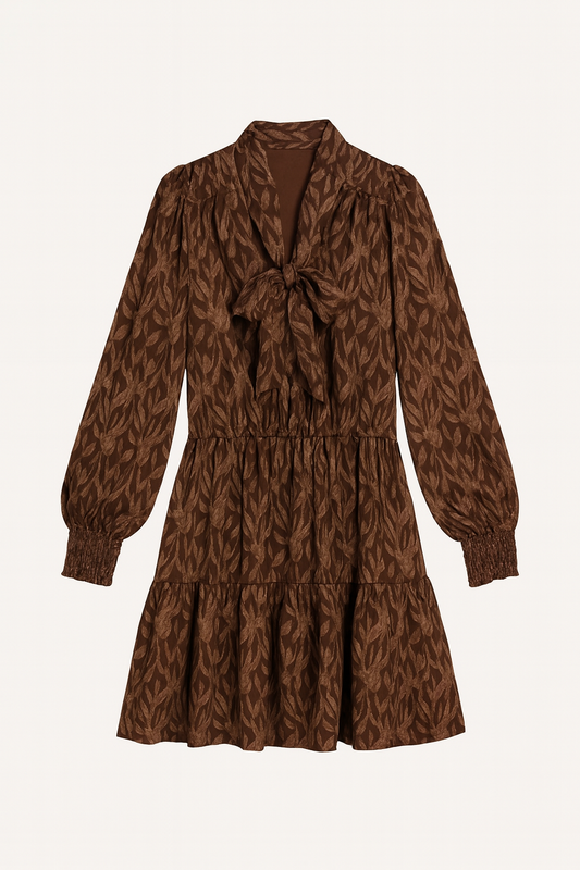 Brown Textured Mini Dress