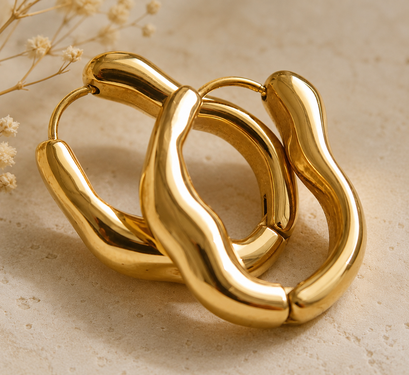 Darcy Gold Non-Tarnish Oval Hoop Earrings