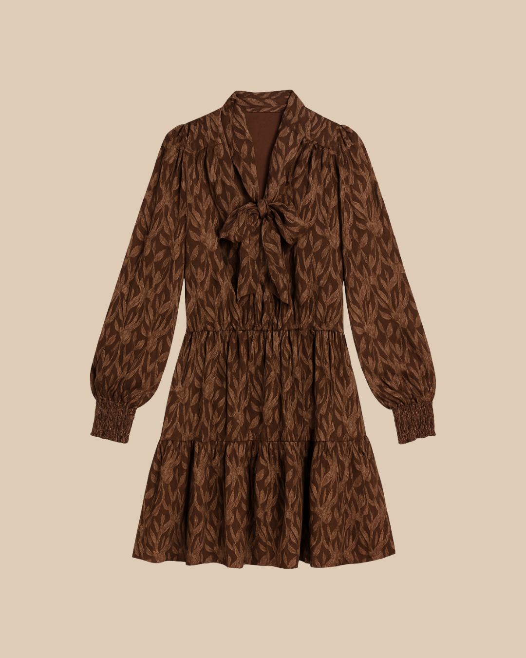 Brown Textured Mini Dress