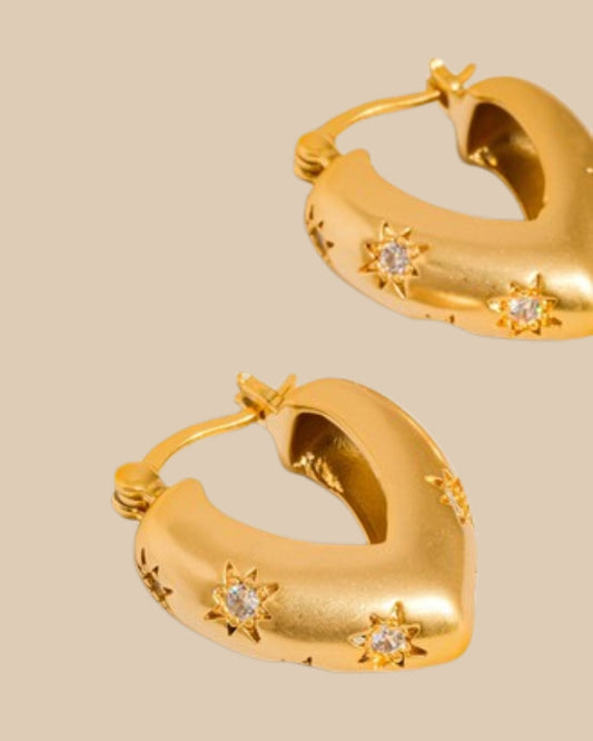 Adela Heart shaped Gold Hoop Earrings
