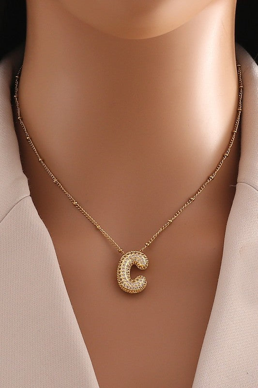 Pave Bubble Letter Necklace