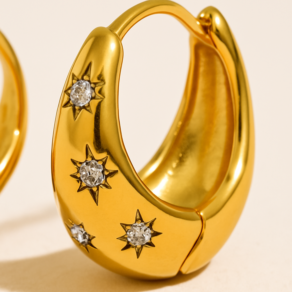 Solira Gold Star Hoop Earrings