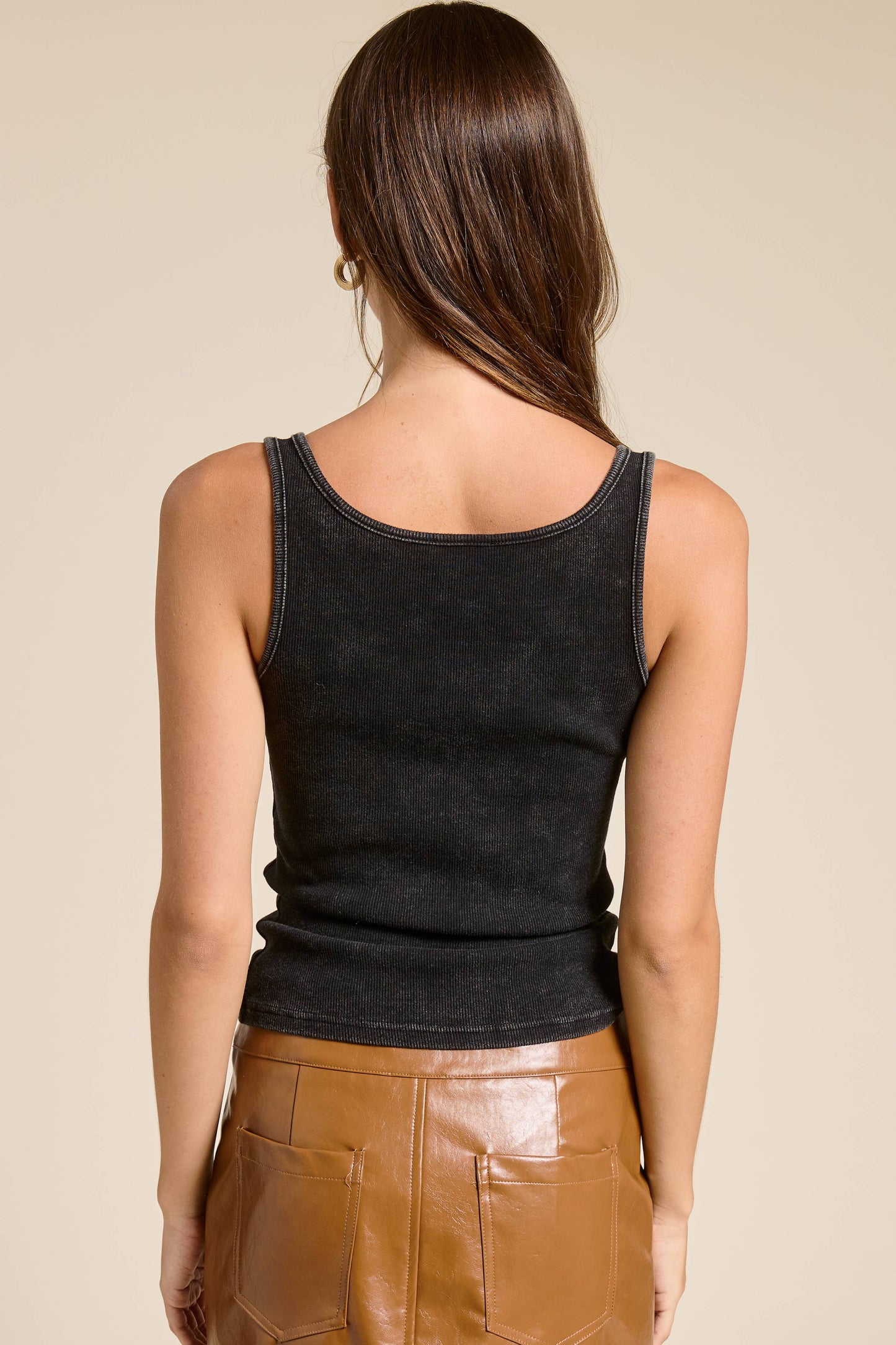 Western Silver Belt Trim Washed Tank Top