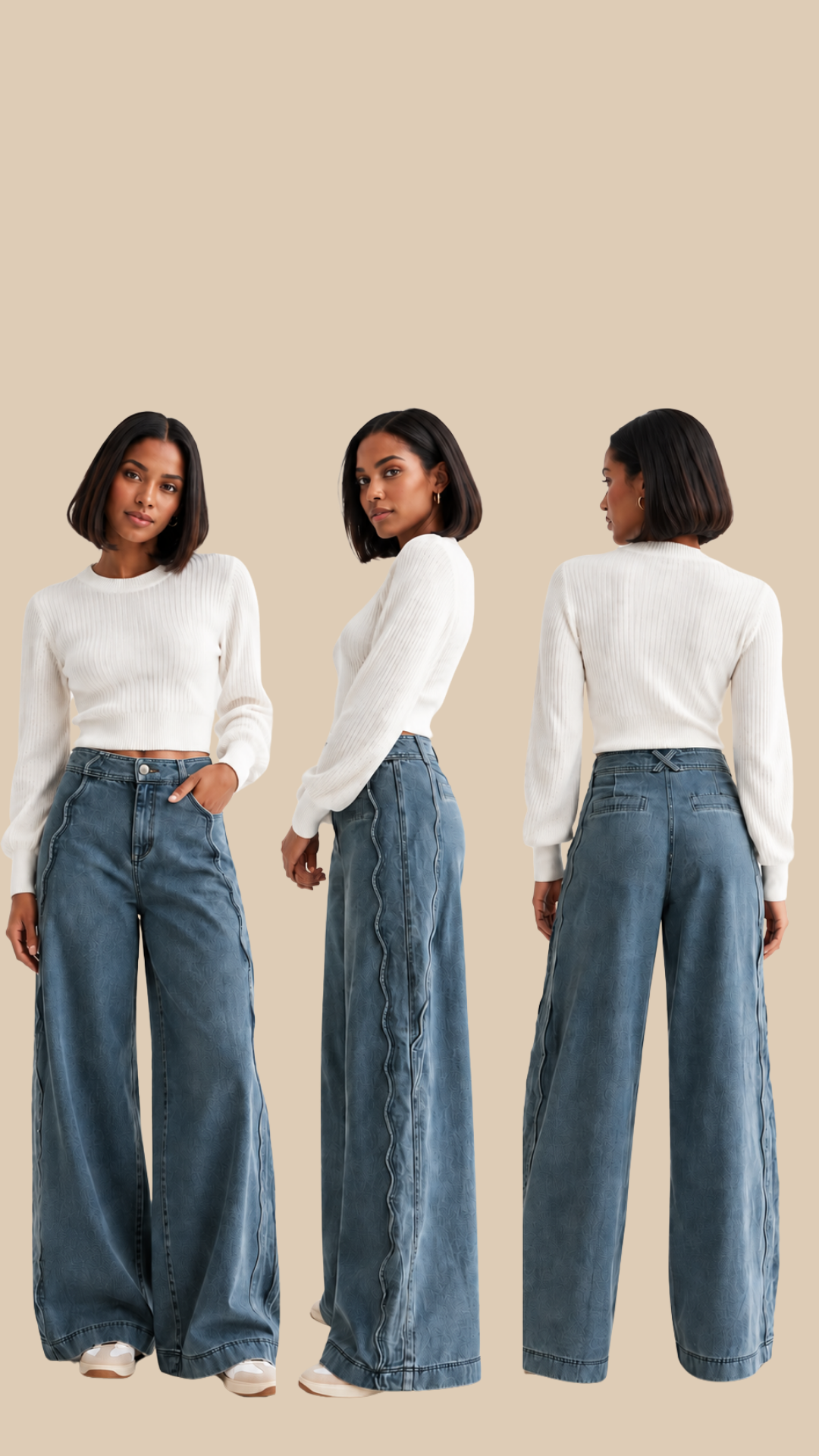 Scallop Wide Leg Denim