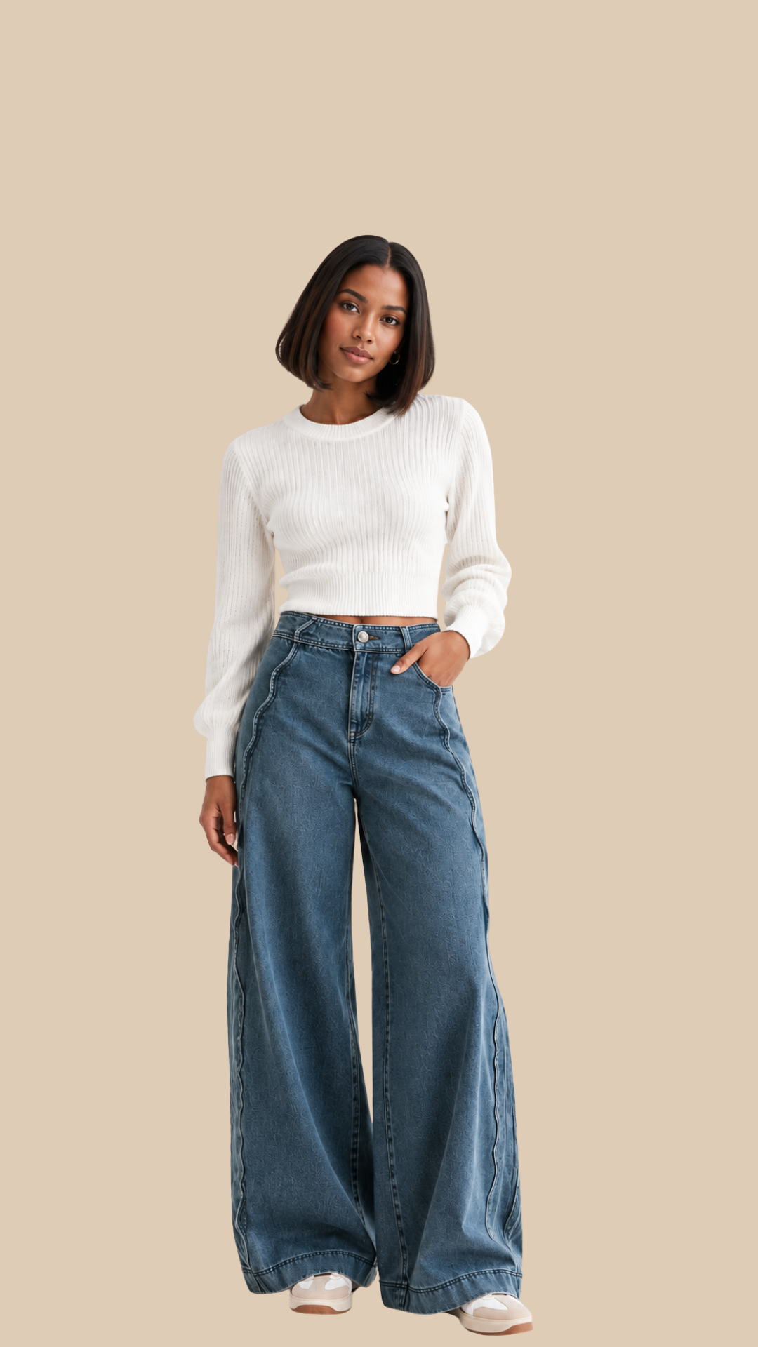 Scallop Wide Leg Denim