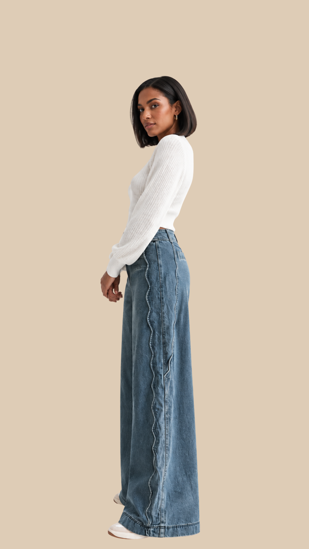 Scallop Wide Leg Denim